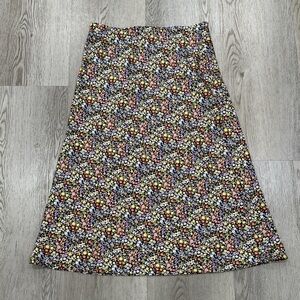 LOFT Multicolor Floral A-Line Skirt